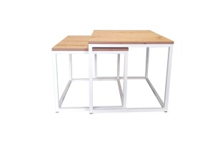 Stolik kawowy 2w1 dąb craft z białą podstawą – loft i...