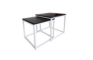 Stolik kawowy 2w1 marmur z białą podstawą – elegancja i styl