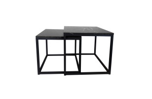 Stolik kawowy 2w1 marmur z czarną podstawą – szyk i styl