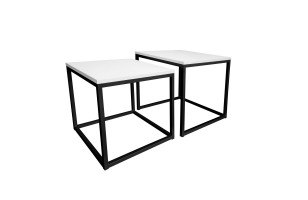 Stolik kawowy 2w1 biały z czarną podstawą – kontrast i styl