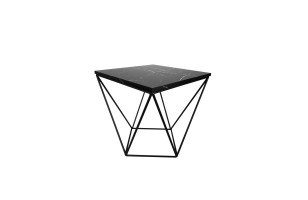Stolik kawowy druciany loft MARMUR Z CZARNĄ PODSTAWĄ –...