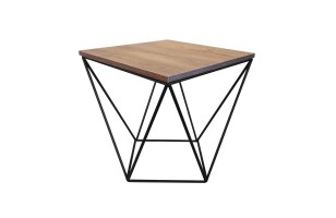 Stolik kawowy druciany loft ORZECH Z CZARNĄ PODSTAWĄ –...