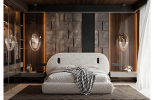 Łóżko Tapicerowane OVAL 200x200 z Oświetleniem LED